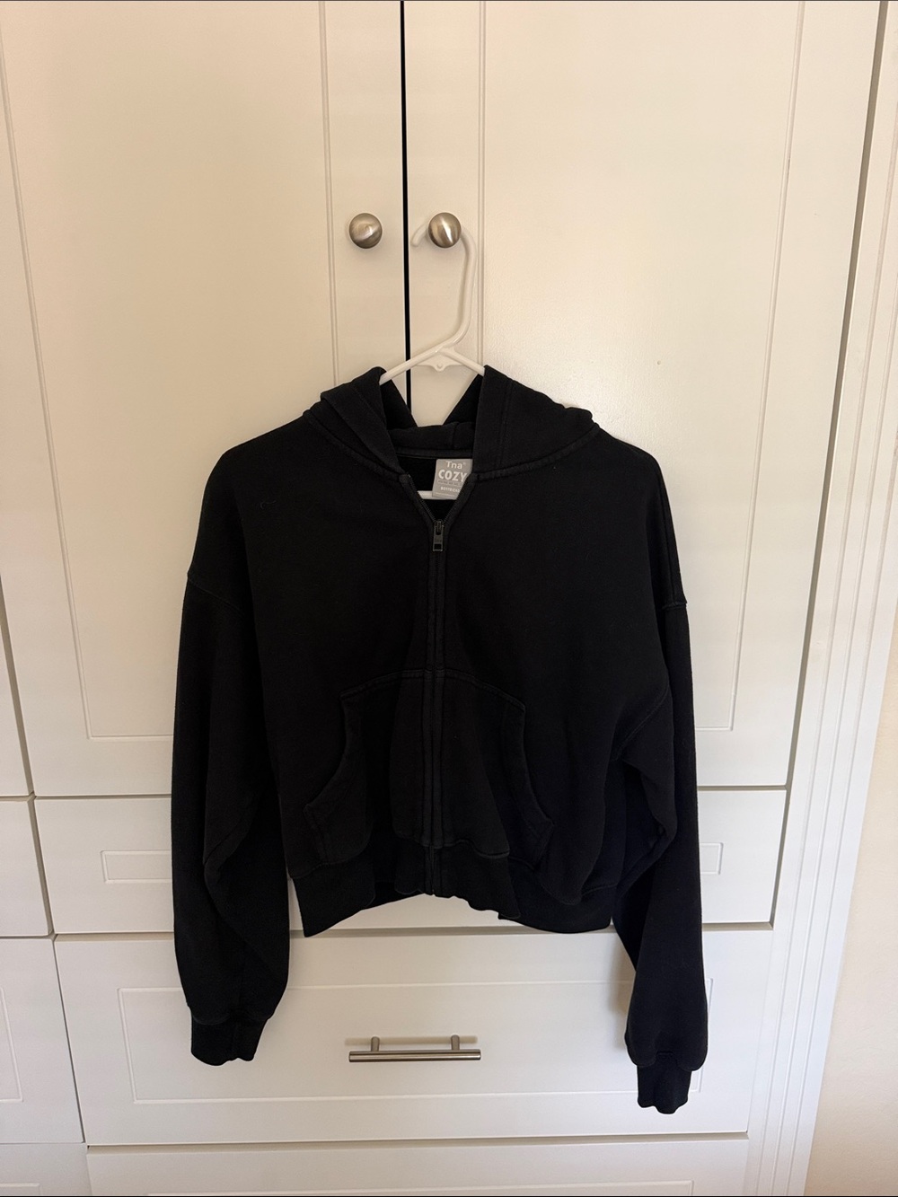 TNA Black Cropped Zip-Up Hoodie